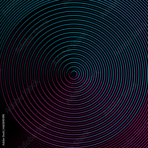 Abstract circle line pattern spin blue green, pink light isolated on dark background concept for banner, flyer, card, brochure cover, music festival, technology, digital 