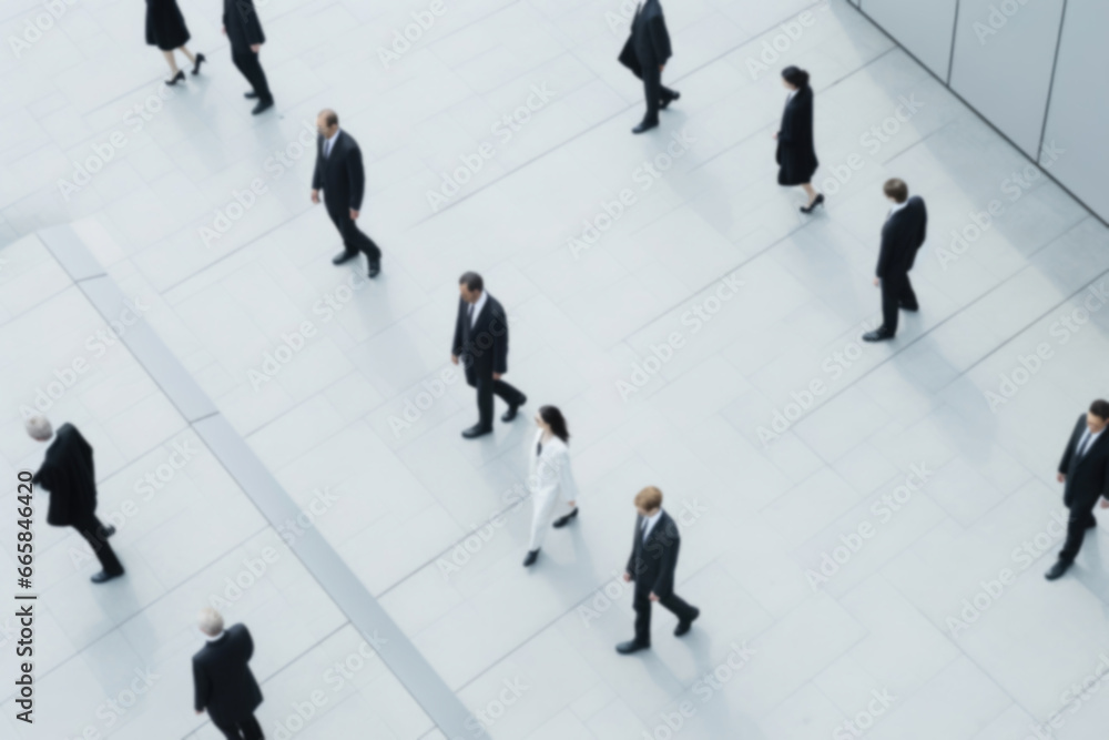 Blurred image of people walking on a white floor. Office traffic concept Blurred image of people walking on a white floor. Office traffic concept
