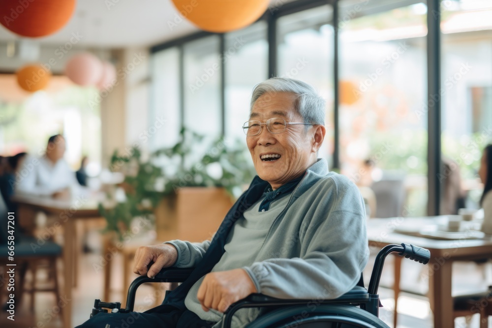 Portrait of a senior man in a wheelchair at the nursing home