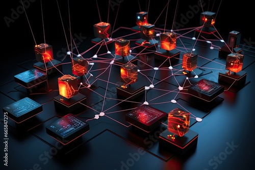 Screen with network topology and threats Cyber Security Data Protection Business Technology Privacy concept