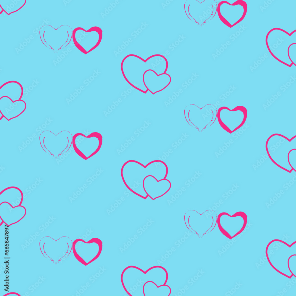 Seamless pattern with hearts on light blue background For fabric surface design packaging home decor gift wrap pillows bedding stationery backgrounds and wallpaper Vector illustration