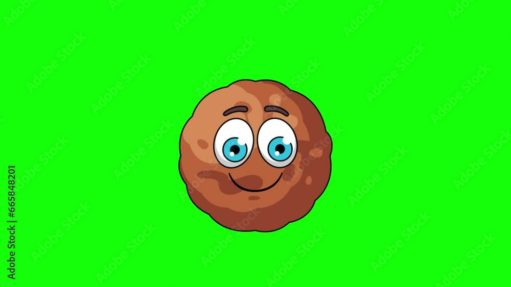 meatball emoticon emoji with face savoring food, cartoon animation