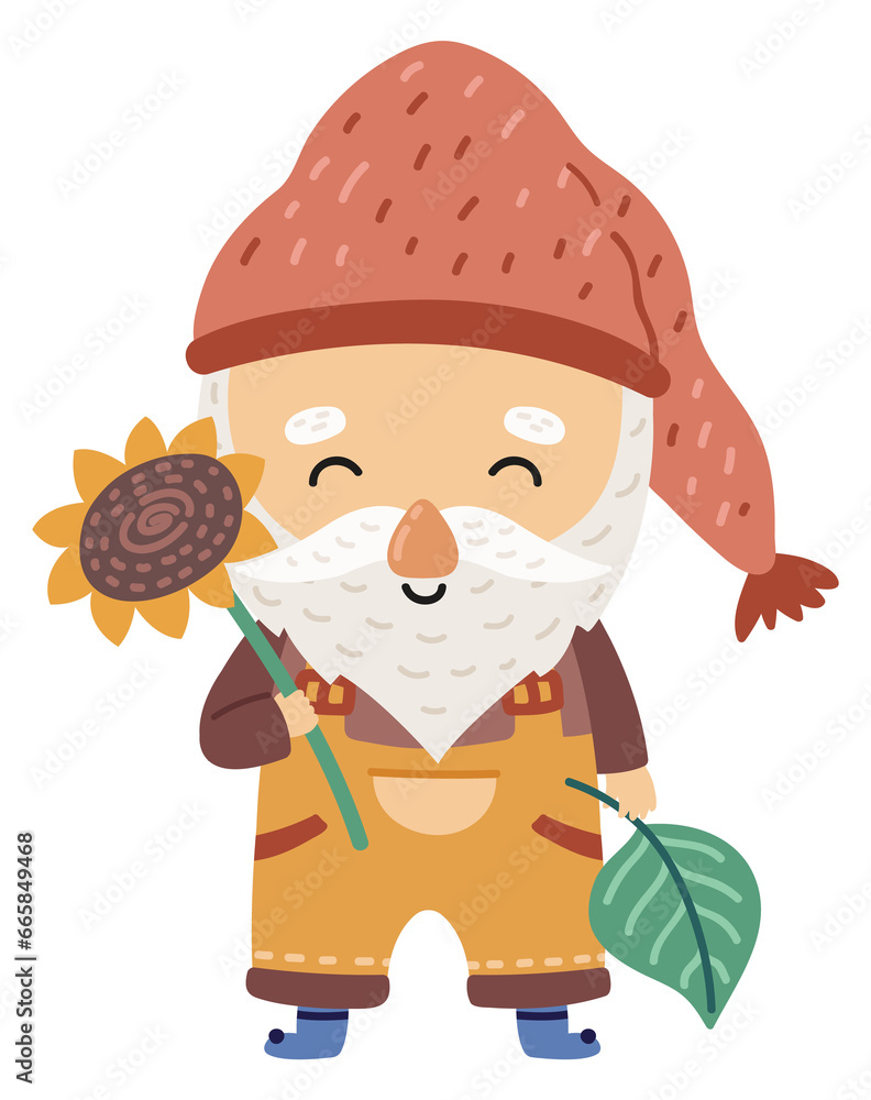 Gnome character. Cute bearded dwarf. Nature mascot Gnome character. Cute bearded dwarf. Nature mascot