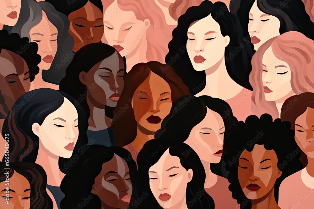 Illustration of a multiethnic group of people. Concept of a diverse and multicultural society. Generative AI Illustration of a multiethnic group of people. Concept of a diverse and multicultural society. Generative AI