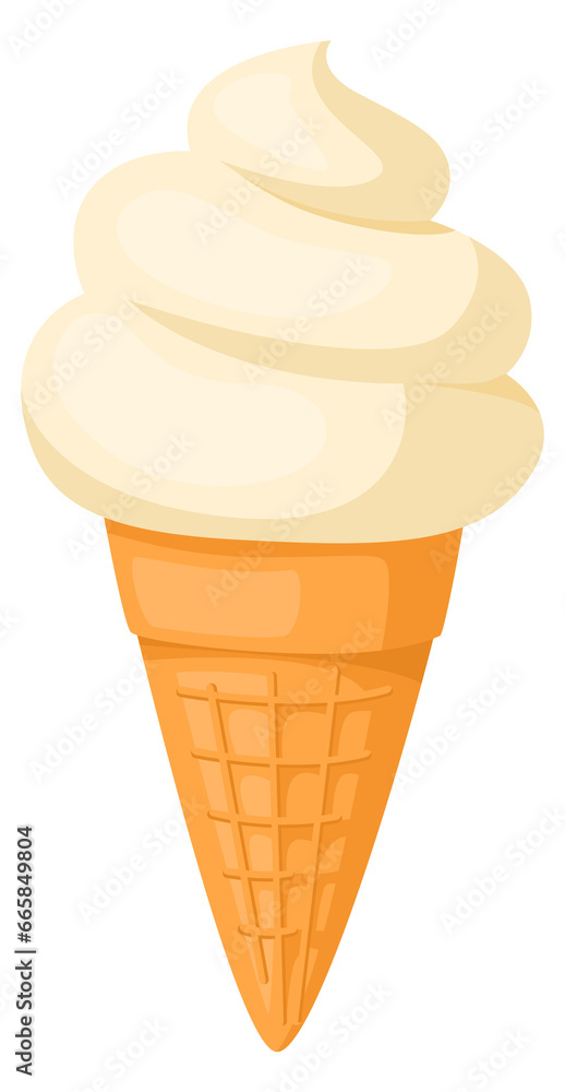 Soft ice cream icon. Cartoon sweet swirl