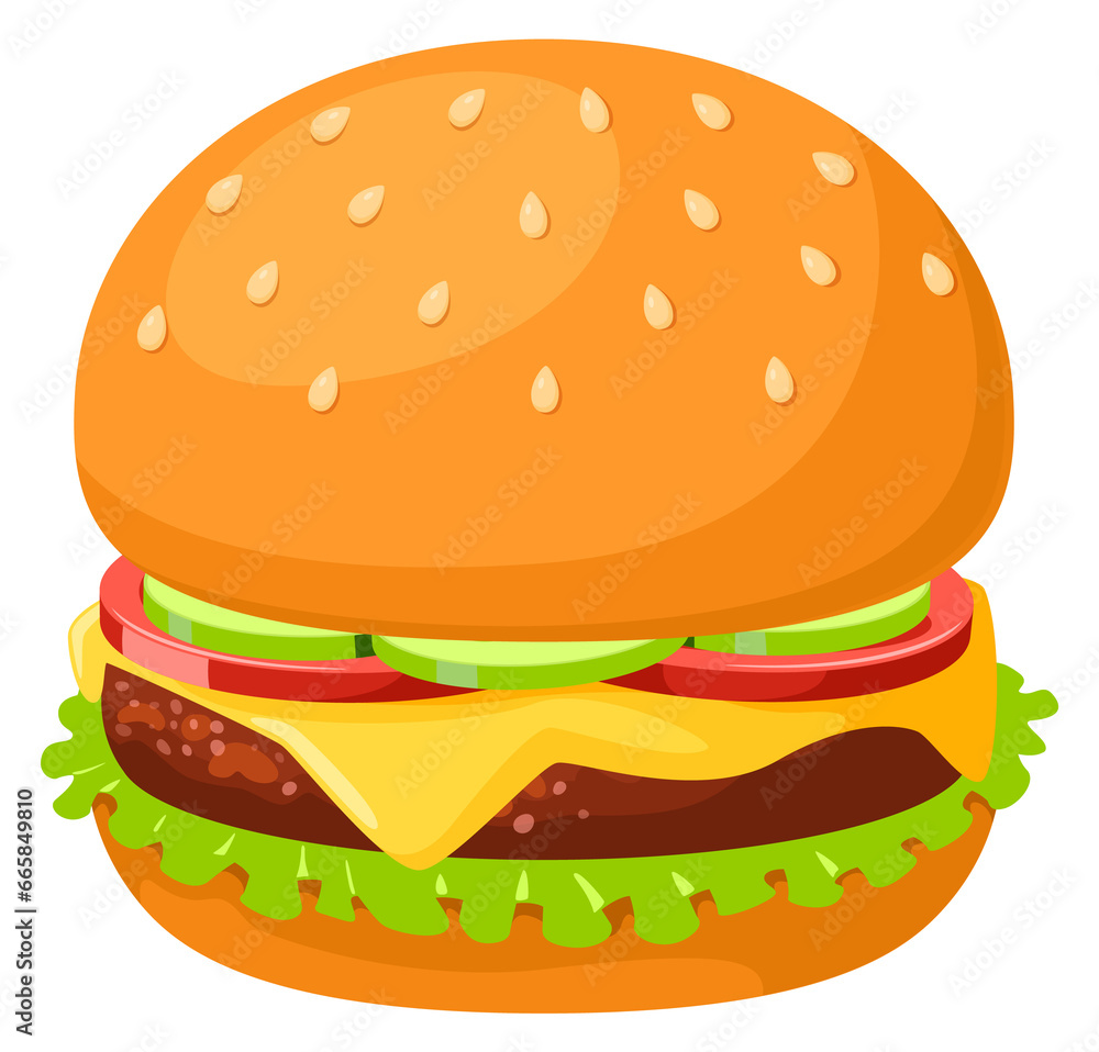 Burger cartoon icon. Hamburger fast food symbol Burger cartoon icon. Hamburger fast food symbol