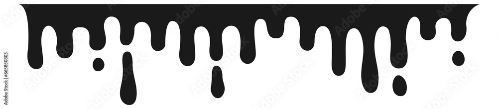 Black ink flow pattern. Dripping horizontal border Black ink flow pattern. Dripping horizontal border