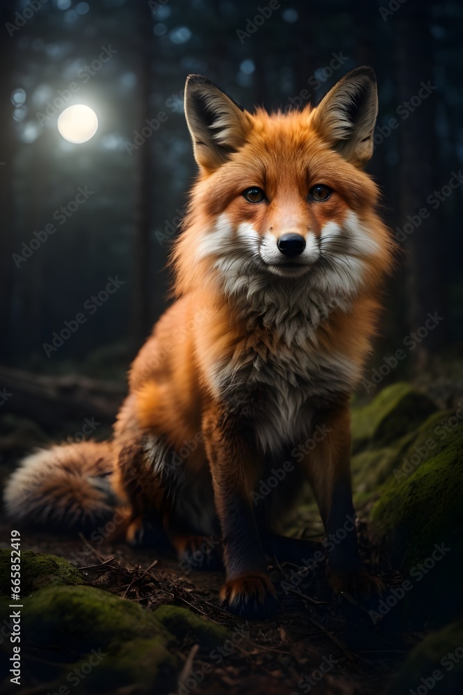 Fototapeta premium red fox in the forest generative ai 