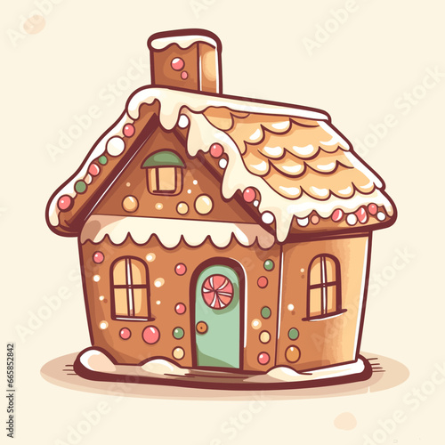 gingerbread house with christmas tree