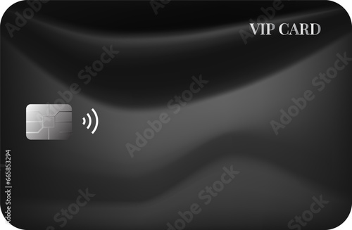 Silver VIP credit card Black on a white background, with gray fabric lines
