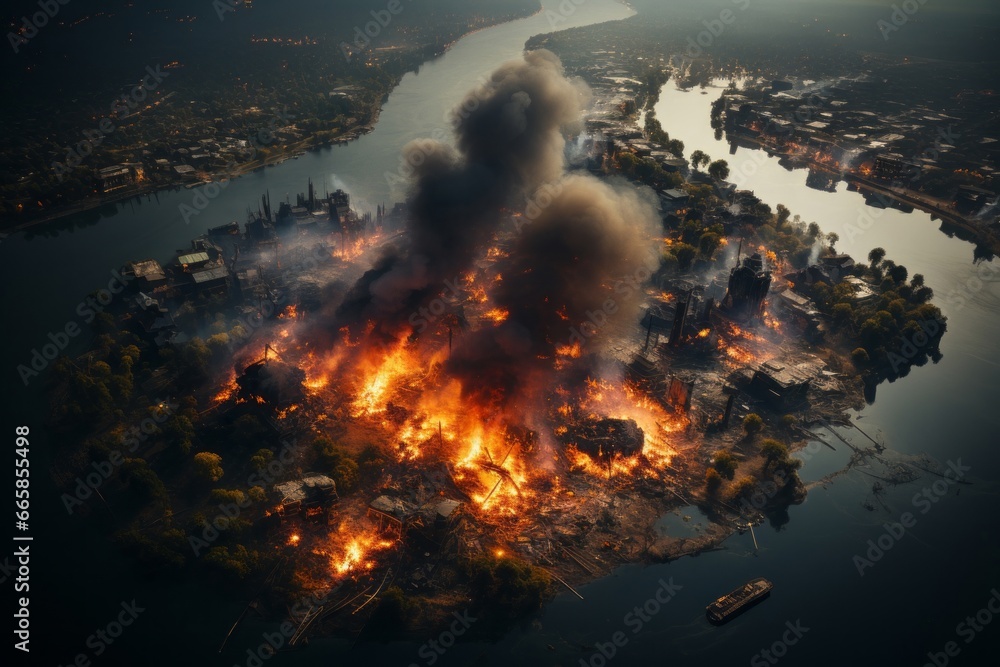 爆発が起きた都市,Generative AI AI画像