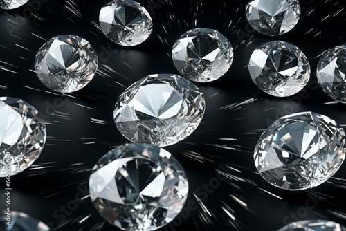 Many dazzling circular diamonds in a 3D representation. Generative AI