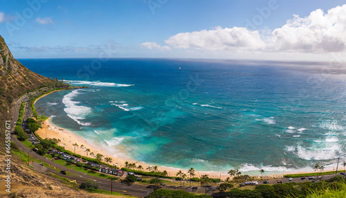 panorama of nuluanu pali lookout section of the windward cliff in oahu hawaii islands usa photo