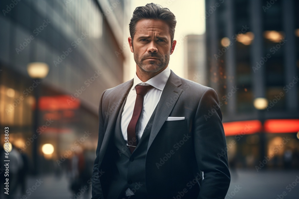 A successful businessman on a city backdrop and wearing business formals A successful businessman on a city backdrop and wearing business formals