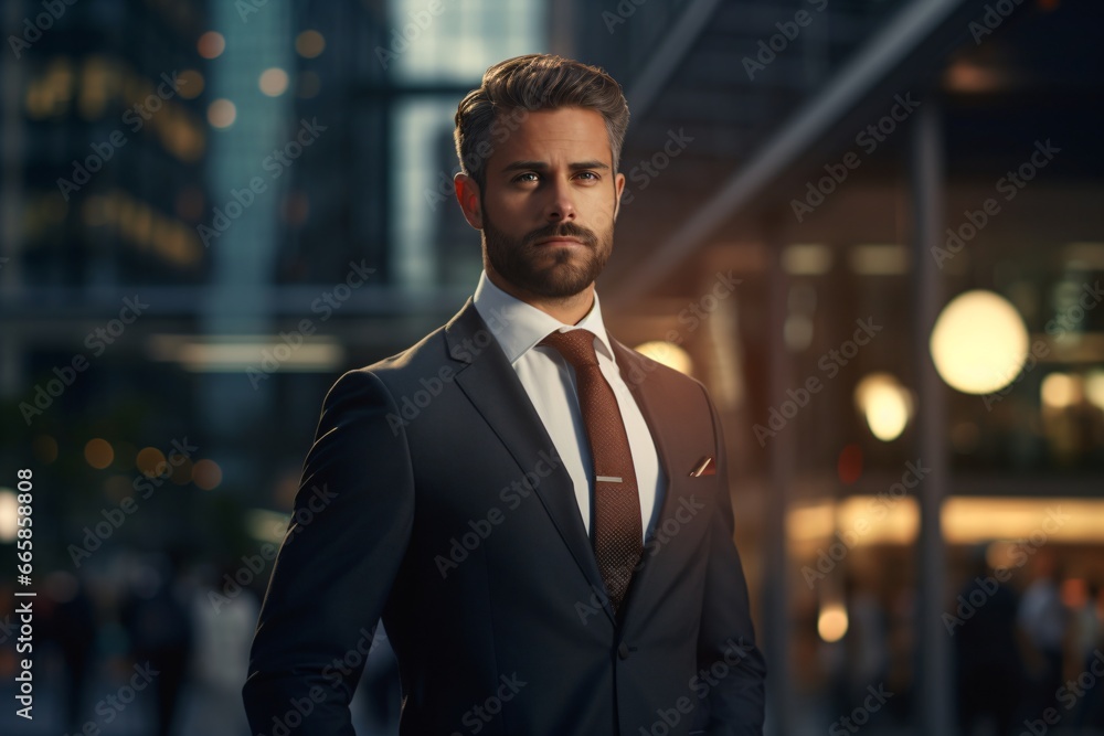 A successful businessman on a city backdrop and wearing business formals A successful businessman on a city backdrop and wearing business formals