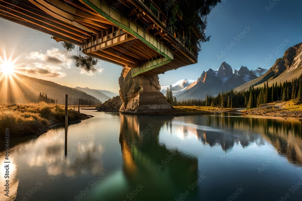 Fototapeta premium bridge on the lake