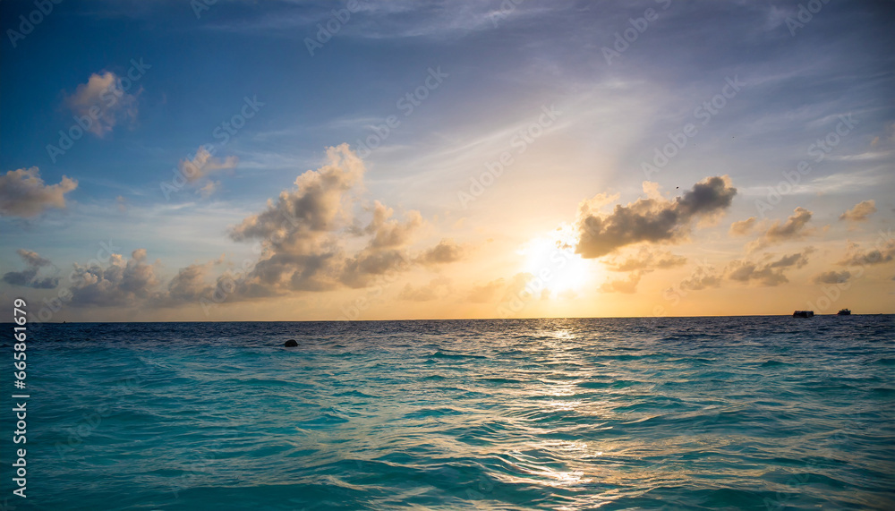 colorful sunset over ocean on maldives