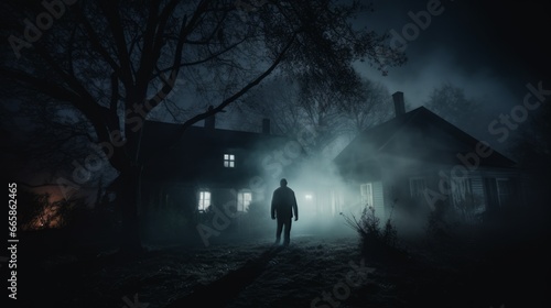 Unsettling looking human-like creature from nightmares, terrifying horror movie scene