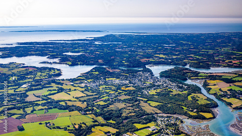 Morbihan from sky in french britanny,morbihan gulf, lorient, vannes quiberon and Groix island