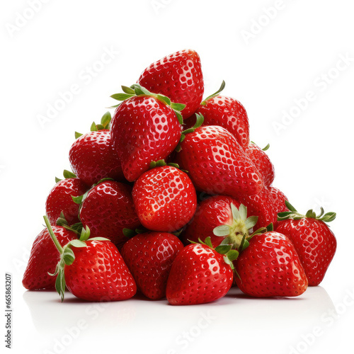 Pile of strawberries on white background, Food Photography