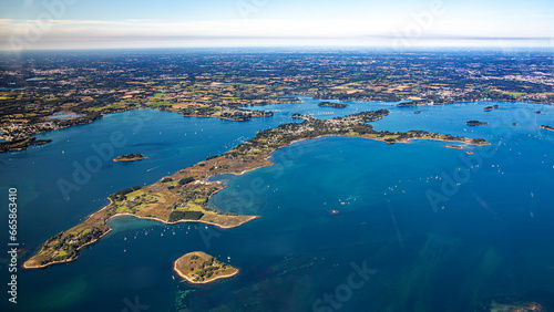 Morbihan from sky in french britanny,morbihan gulf, lorient, vannes quiberon and Groix island © Olivier