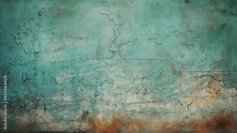 Grunge Teal Damaged Wall Texture, Background