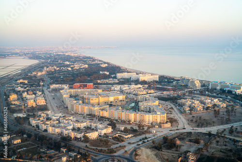 Aerial view of Monastir from the coast