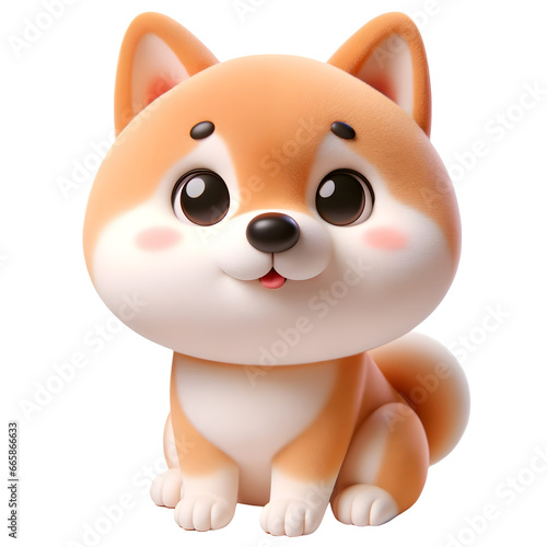3D Animated Cute Shiba Inu with Curious Expression
