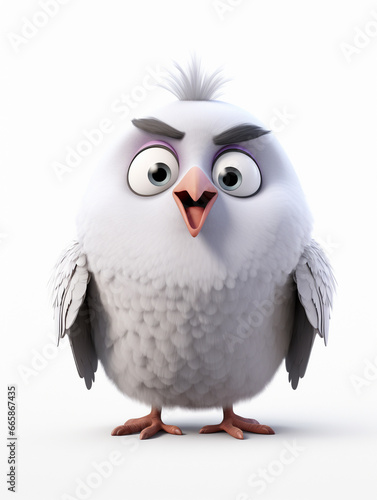 A 3D Cartoon Pigeon Sad and Surprised on a Solid Background © Nathan Hutchcraft