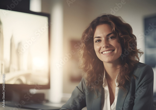 Free Download Portrait of a young woman looking at camera with smiling and happiness expression in the office. Successful businesswoman in the office  - GFXLoad