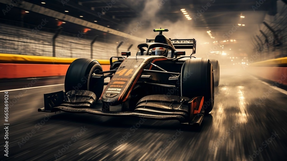Fototapeta premium Formula 1 car racing past in a flash.cool wallpaper 