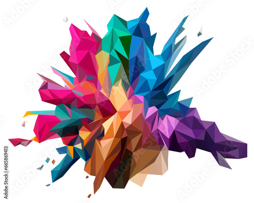 Multi color paint splash isolated on white background polygon vector  and low poly modelling icon art concept.