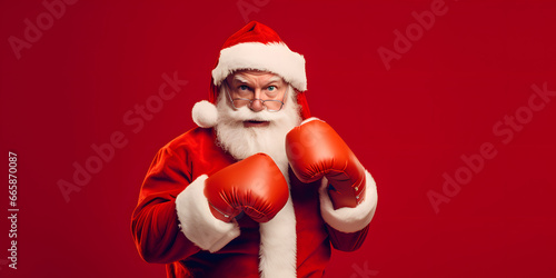 santa claus boxer with boxing gloves