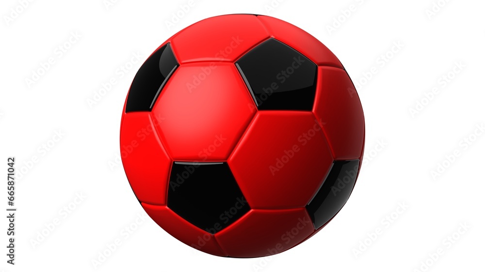 Fototapeta premium Red soccer ball on white background. 3d illustration. 