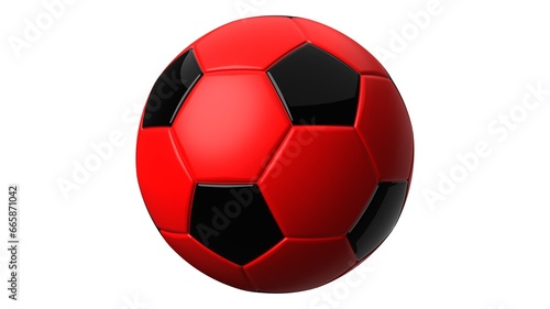 Red soccer ball on white background. 3d illustration. 