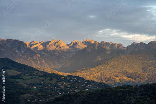 View of the mountains at the end of the day