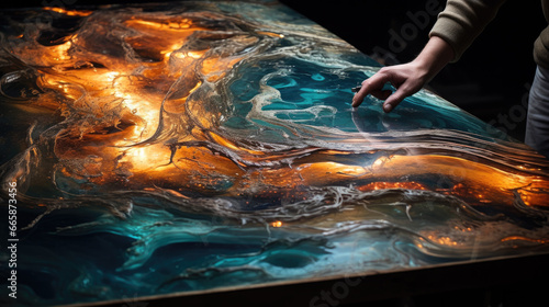 Colorful epoxy resin table top photo