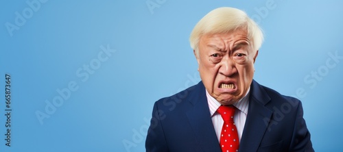 Mature blond Asian businessman serious face portrait