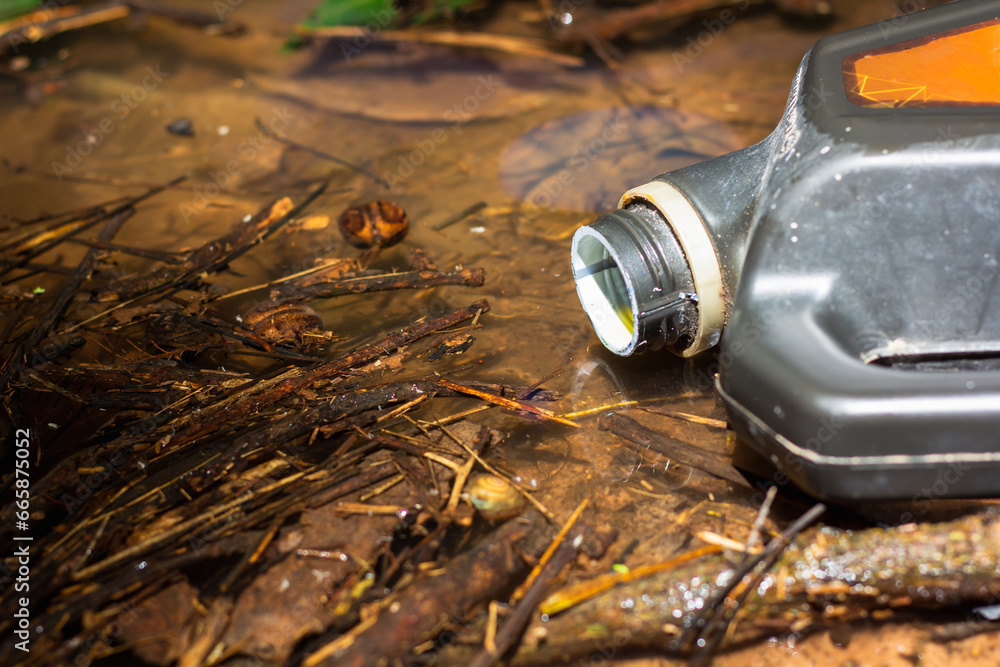 old engine oil bottle old black lubricant Used car engine spilled on