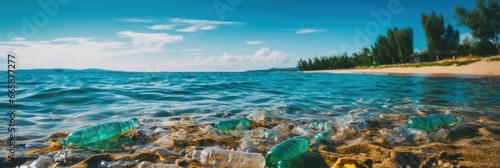 beach full of garbage and plastic waste, generative AI