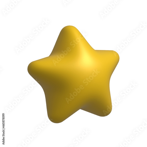 Vector star icon in cartoon 3d style isolated on white background