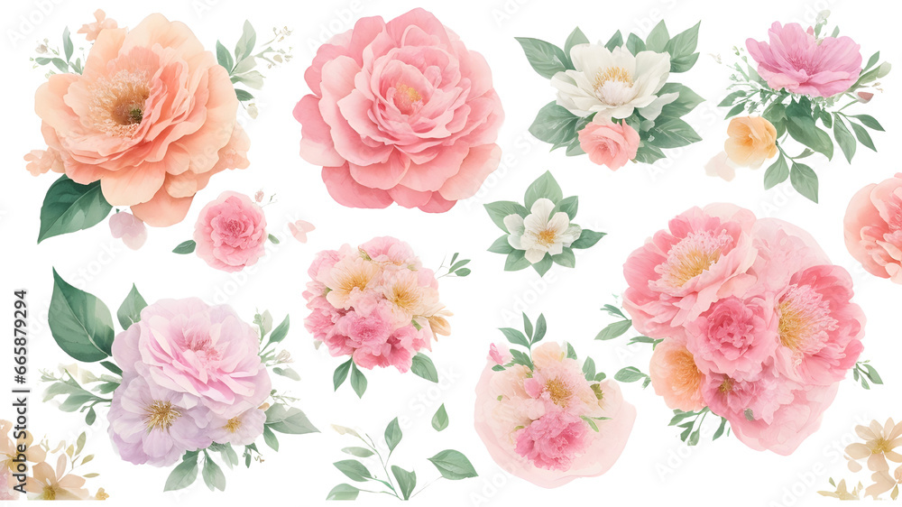 set of flowers isolated set of flowers isolated