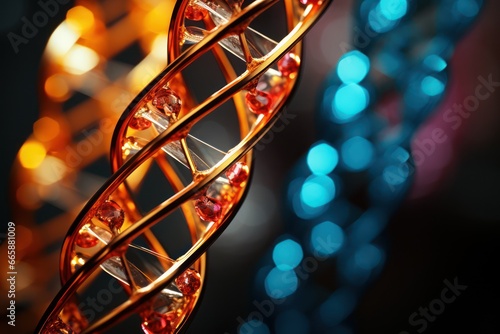 Science Background with DNA sequences and statistics that visually integrate biology, computer science, and math in bioinformatics © Pixel Alchemy