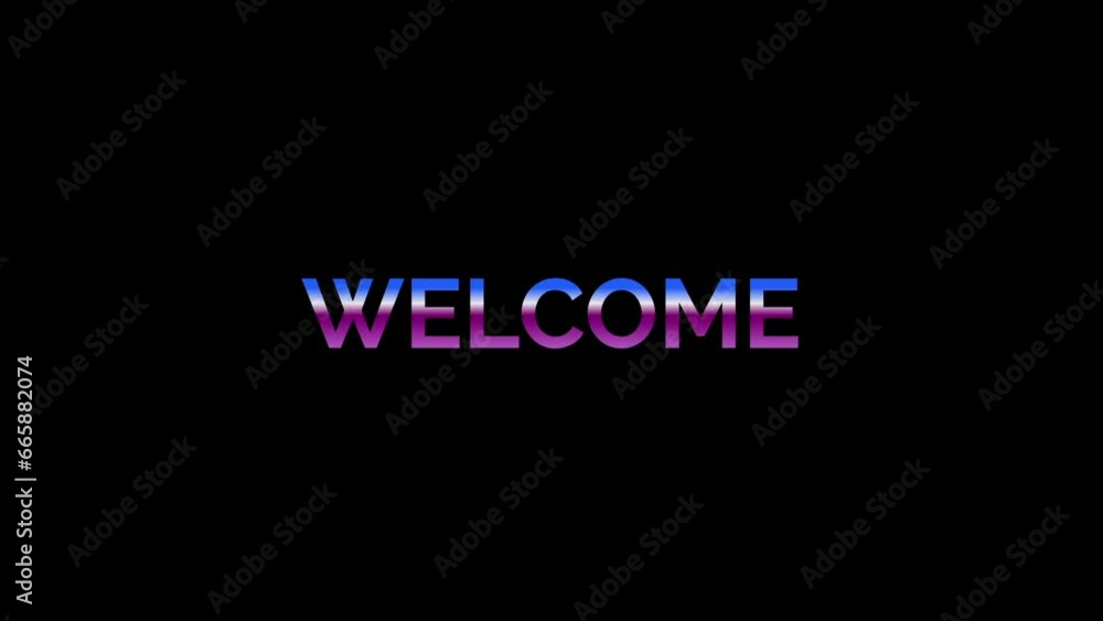 welcome text animation with black screen glitch style. welcome text animation with black screen glitch style.