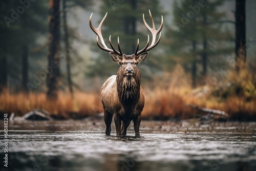 Stunning elk photo taken in its natural habitat. Generative AI © Roan