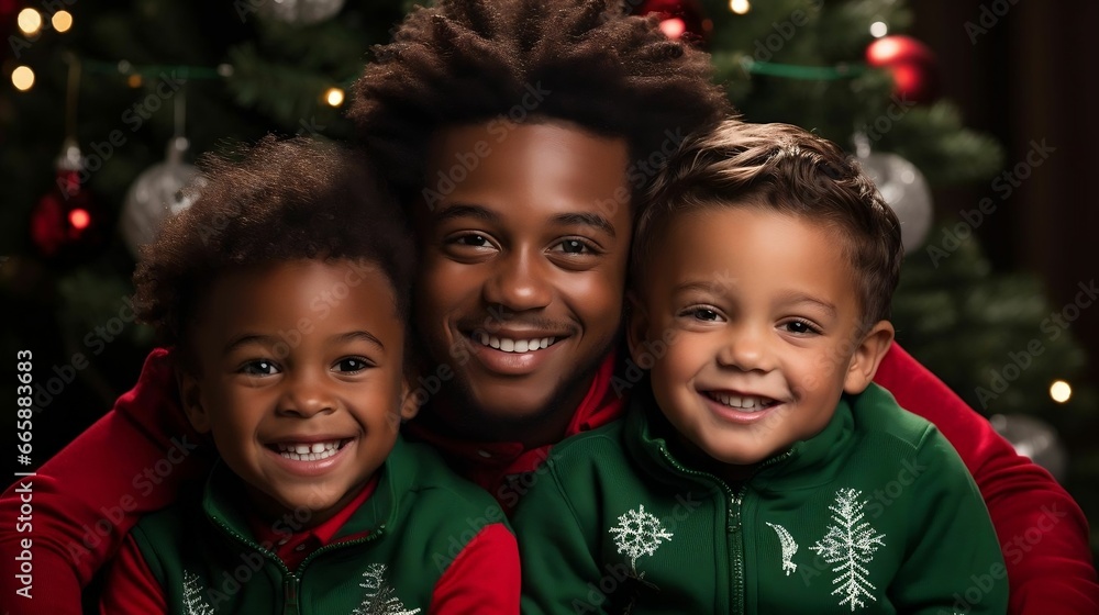 A heartwarming father and kids shot in matching holiday sweaters
A heartwarming father and kids shot in matching holiday sweaters