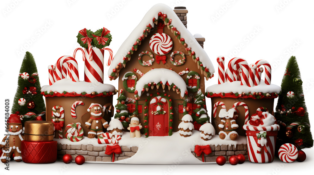 santa claus house with  snow