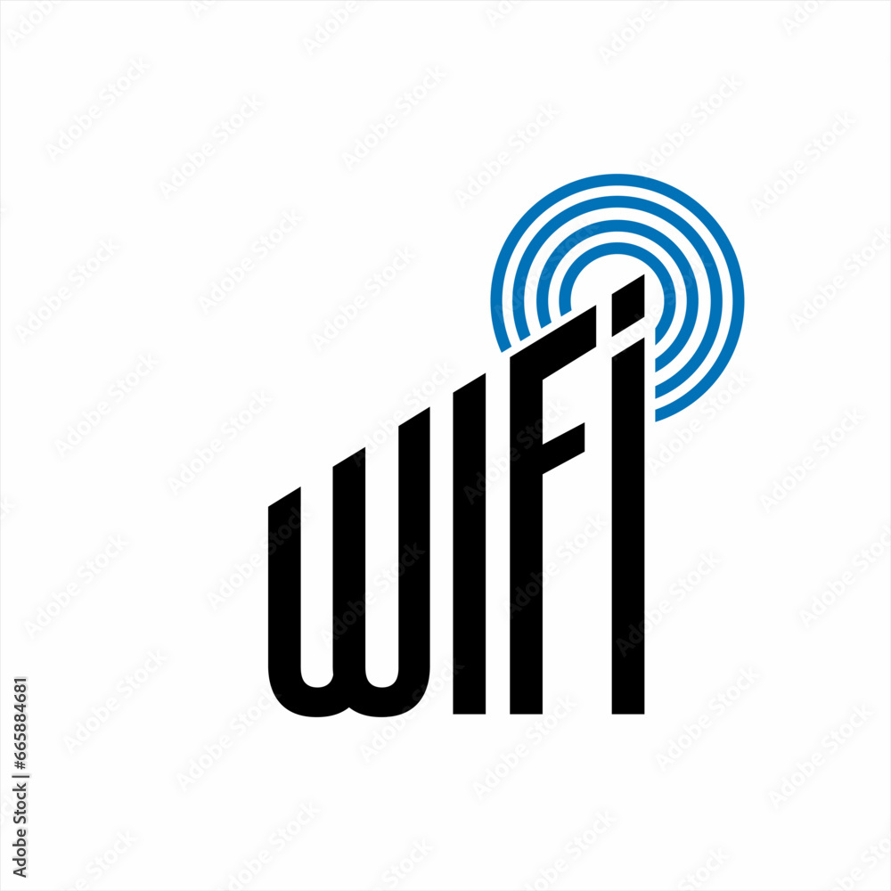 Wifi word design with signal symbol illustration. Wifi word design with signal symbol illustration.