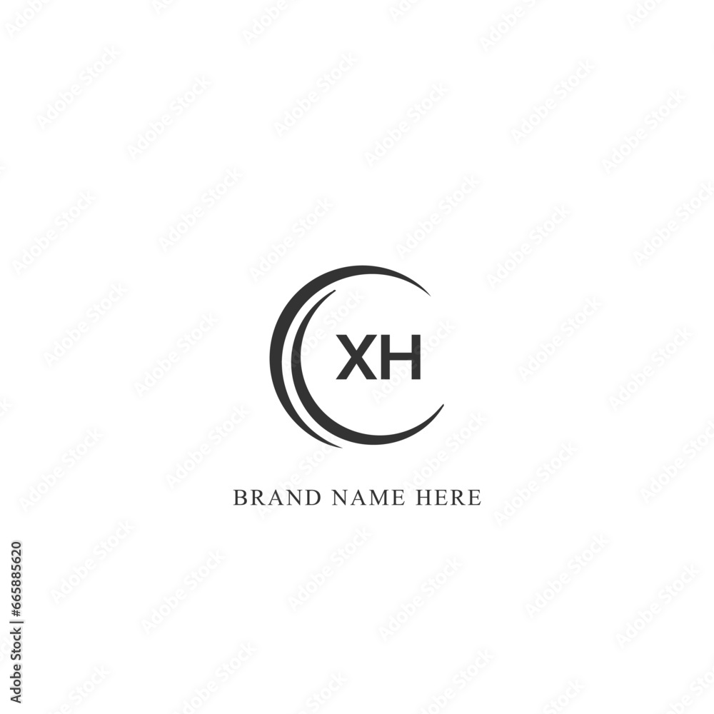 XH logo. X H design. White XH letter. XH, X H letter logo design. Initial letter XH linked circle uppercase monogram logo.