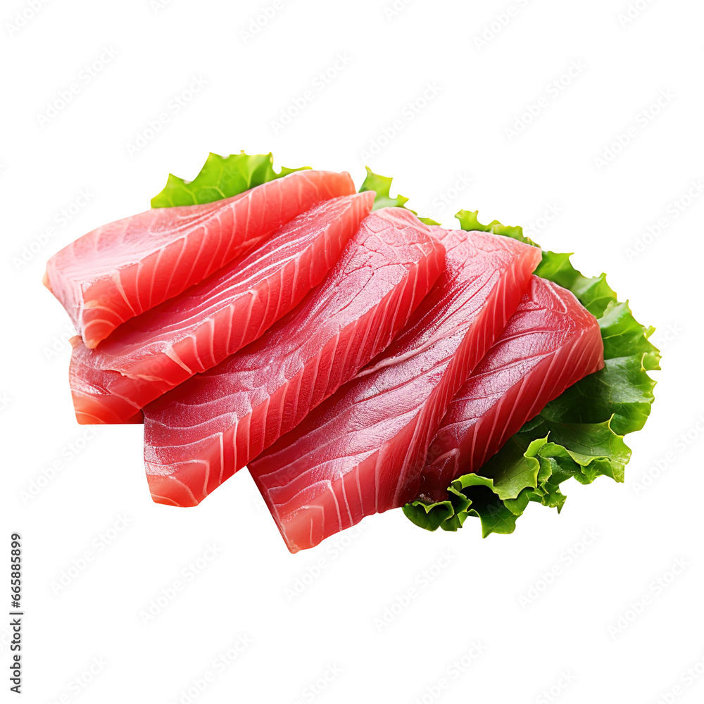 Fresh Tuna sashimi isolated on transparent background Remove png, Clipping Path